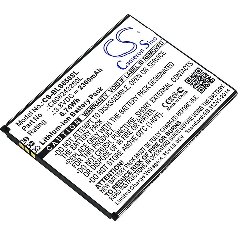 Li-ion Battery fits Blu, s0350ww, s650p, studio j8 lte 3.8V, 2300mAh Communications Cameron Sino Technology Limited