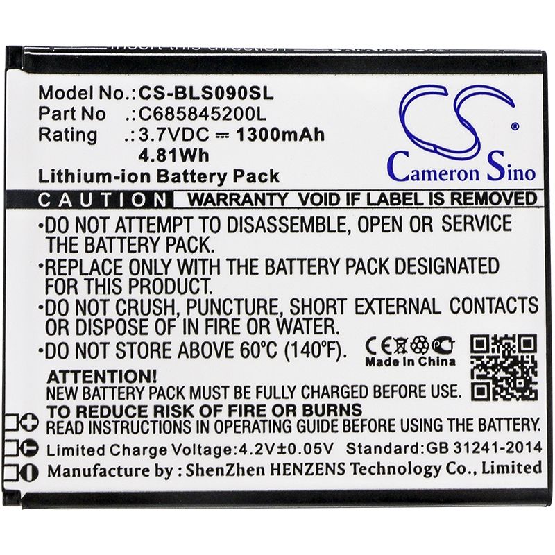 Li-ion Battery Fits Blu, S090q, Studio C Hd 3.7v, 1300mah Mobile & SmartPhone Cameron Sino Technology Limited