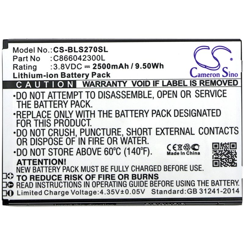 Li-ion Battery fits Blu, s270q, studio c 8.8 3.8V, 2500mAh Mobile & SmartPhone Cameron Sino Technology Limited