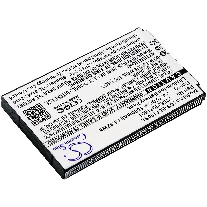 Li-ion Battery fits Blu, t190, t190i, t191 3.7V, 1600mAh Communications Cameron Sino Technology Limited (Suspended)