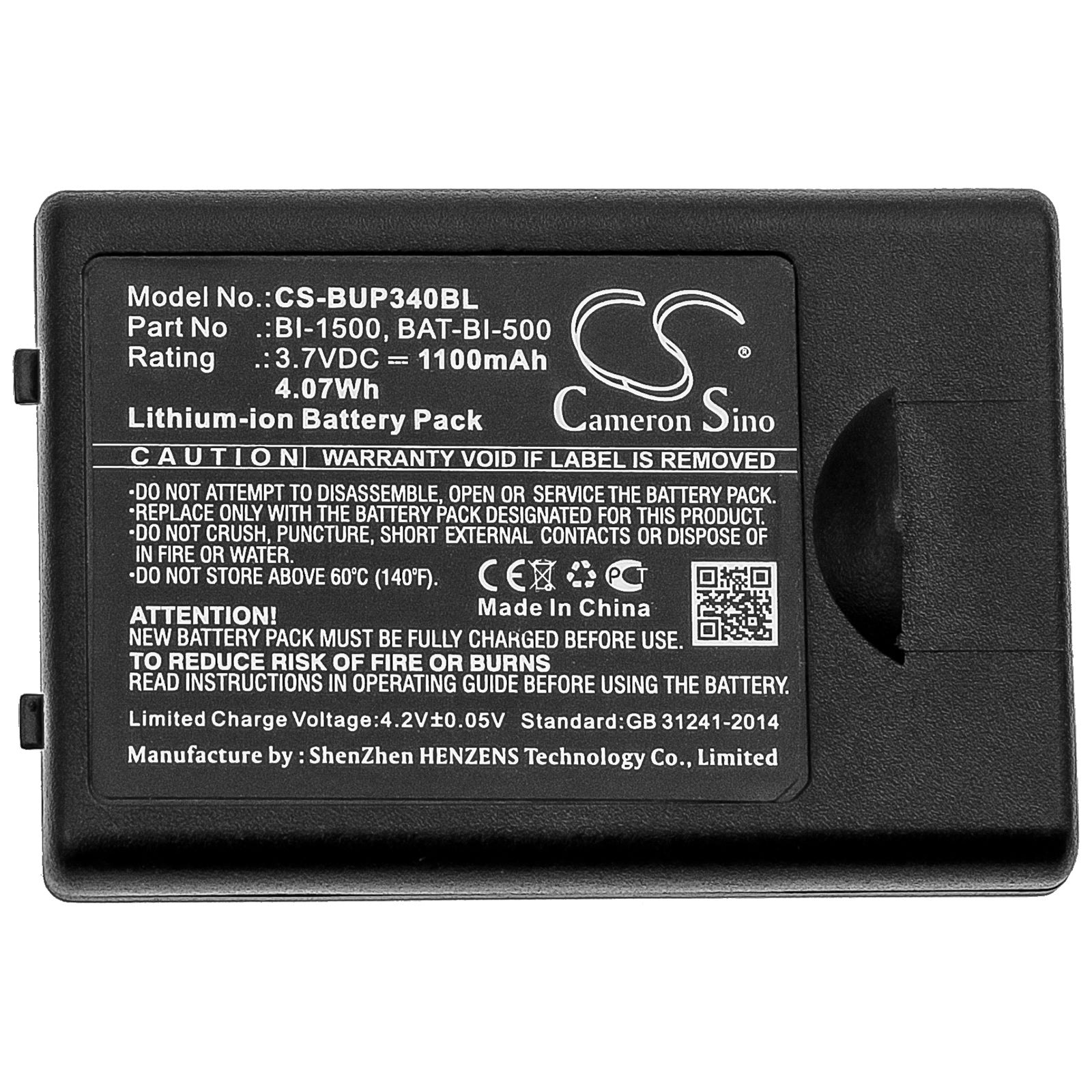 Li-ion Battery fits Bluebird, Eg-340 3.7V, 1100mAh Barcode Scanner Cameron Sino Technology Limited