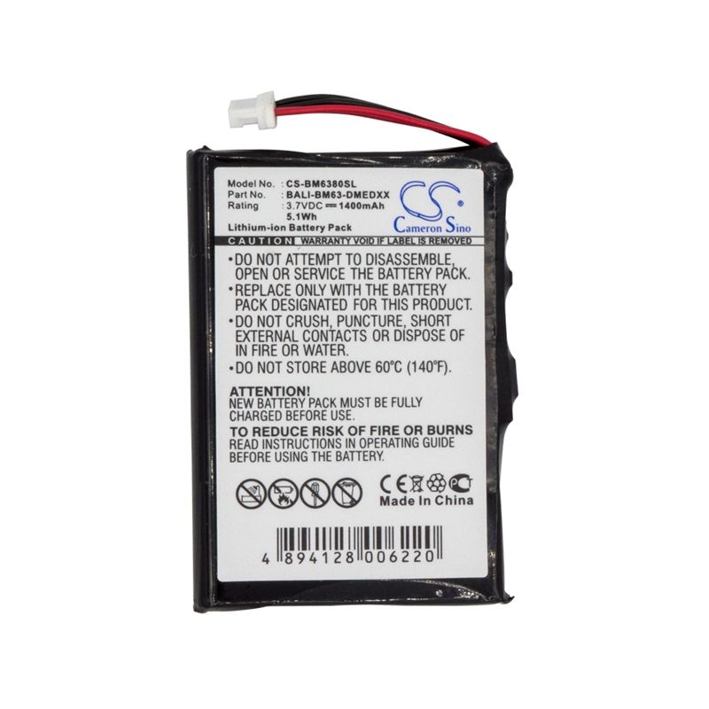 Li-ion Battery fits Bluemedia, Bm-6280, Bm6380, Bm-6380 3.7V, 1400mAh GPS & Navigator Cameron Sino Technology Limited