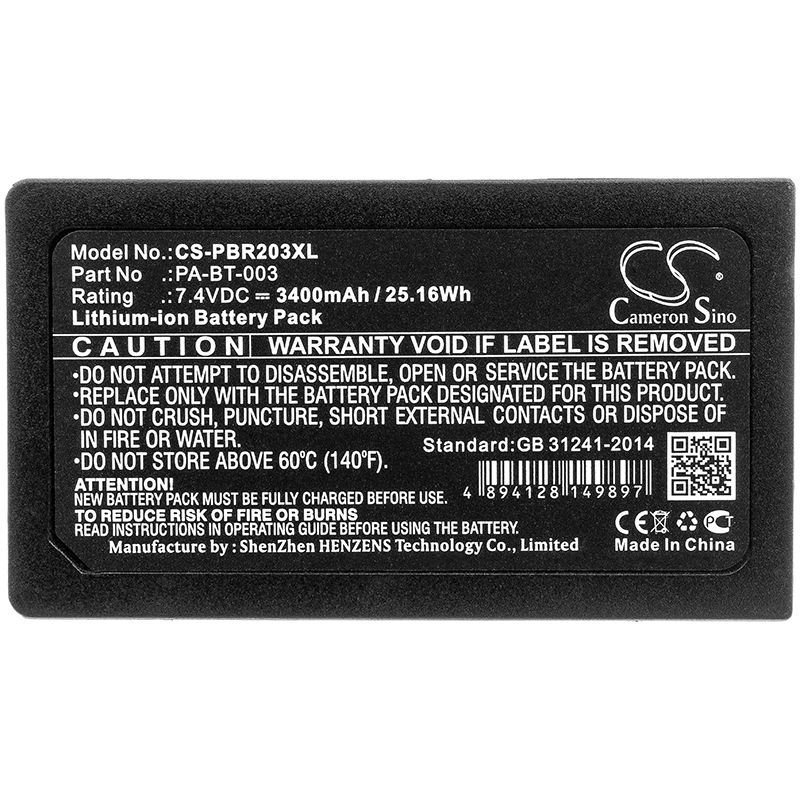 Li-ion Battery fits Brother, Rj-2030, Rj-2050 7.4V, 3400mAh Portable Printer Cameron Sino Technology Limited