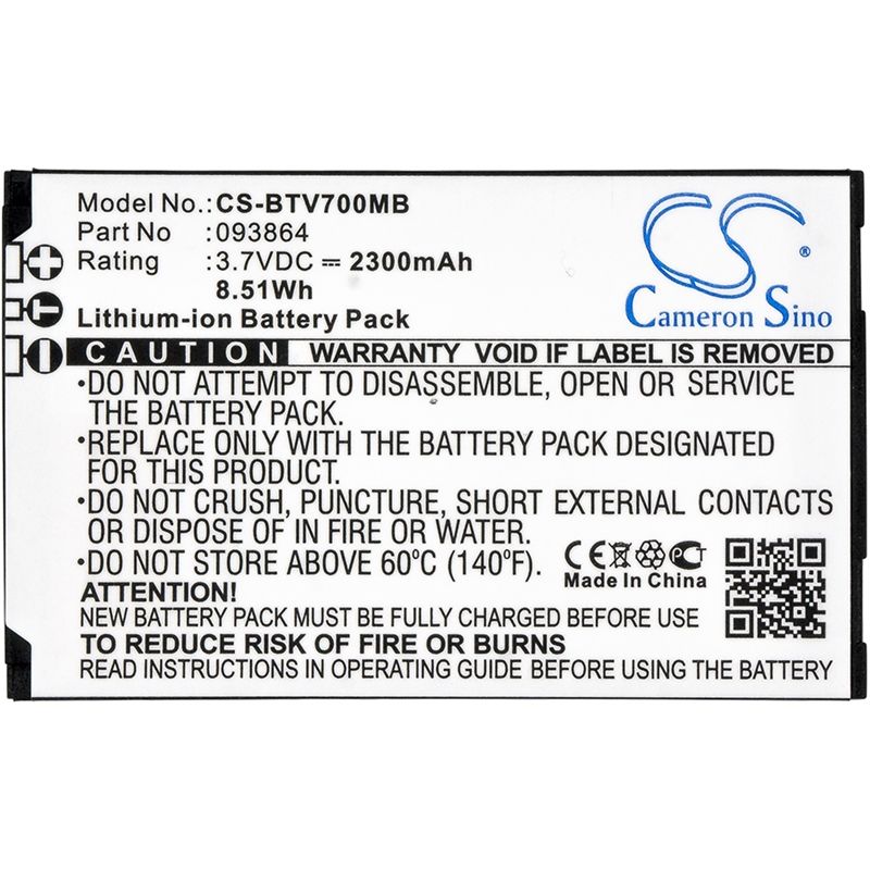 Li-ion Battery fits Bt, Baby Monitor 7500, Video Baby Monitor 7000, Video Baby Monitor 7500 Lightshow 3.7V, 2300mAh BabyPhone Cameron Sino Technology Limited