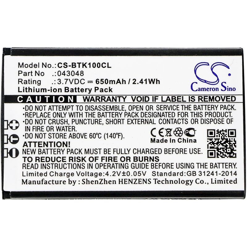 Li-ion Battery fits Bt, Elements 1k 3.7V, 650mAh Cordless Phone Cameron Sino Technology Limited