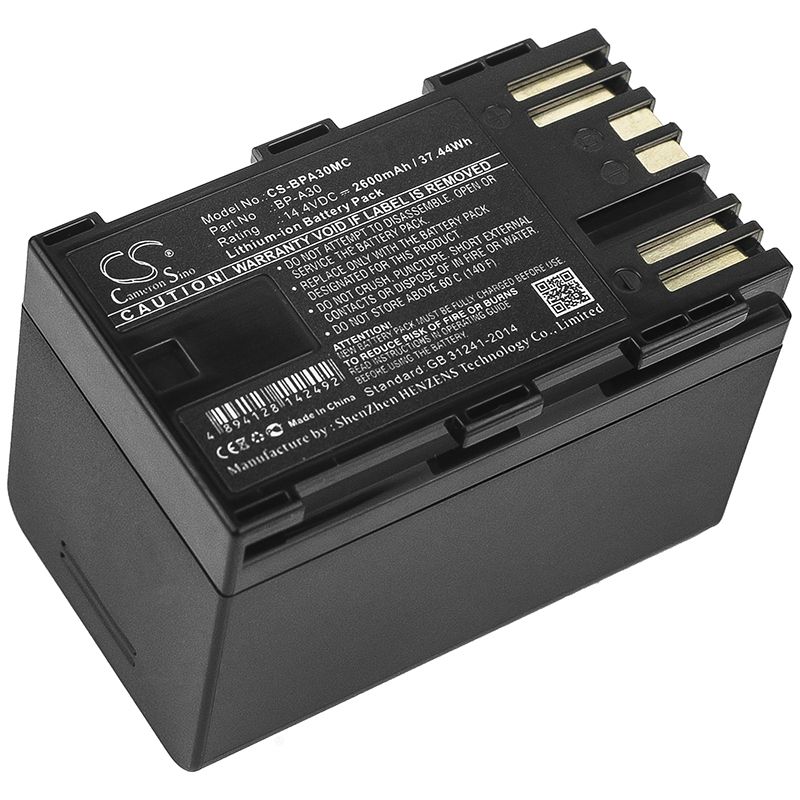 Li-ion Battery fits Canon, Ca-cp200l, Eos C200, Eos C200 Pl 14.4V, 2600mAh Camera Cameron Sino Technology Limited