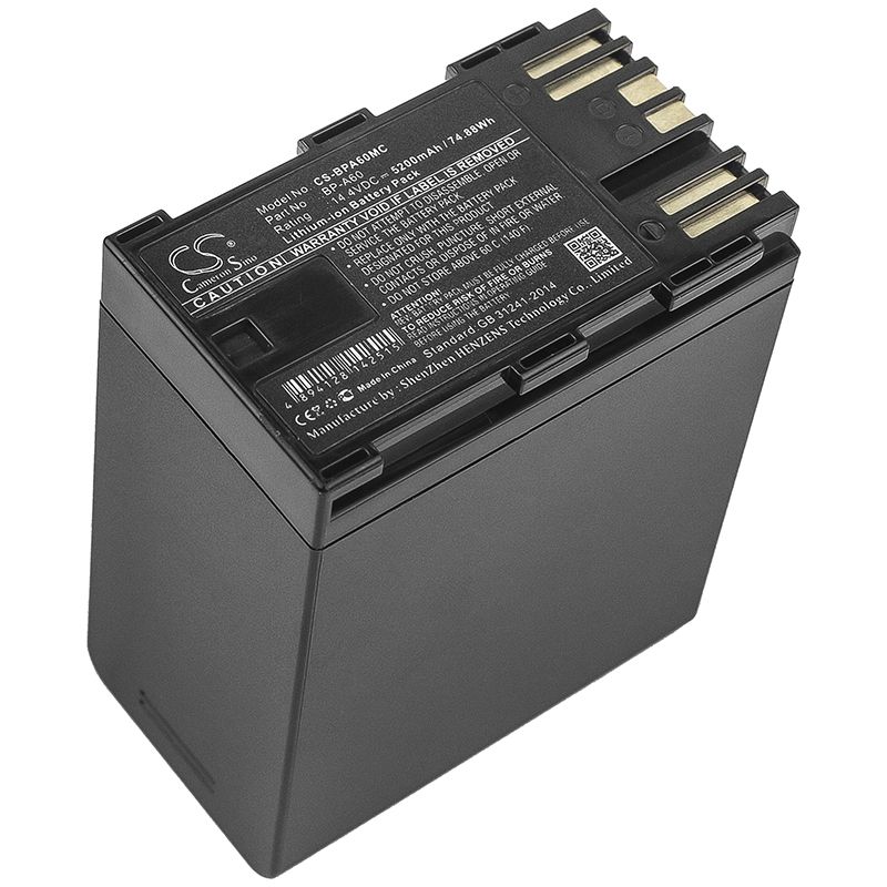 Li-ion Battery fits Canon, Ca-cp200l, Eos C200, Eos C200 Pl 14.4V, 5200mAh Camera Cameron Sino Technology Limited