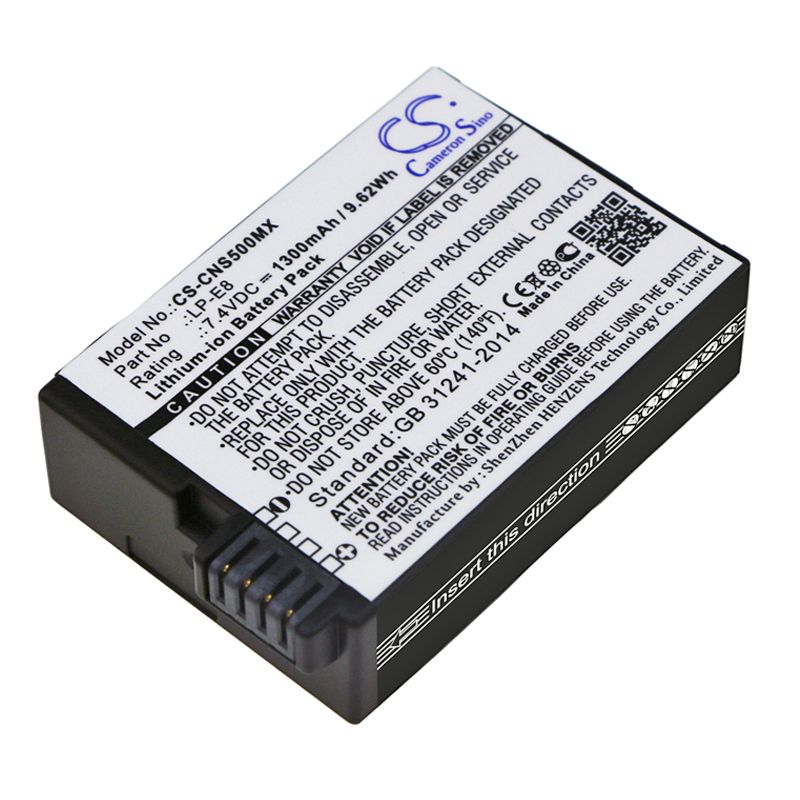 Li-ion Battery fits Canon, Ef-s, Eos 550d 7.4V, 1300mAh Camera Cameron Sino Technology Limited