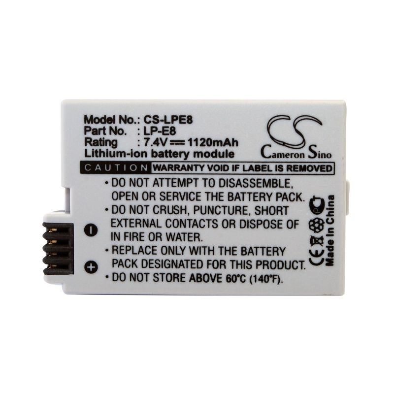 Li-ion Battery fits Canon, Ef-s, Eos 550d, Eos 600d 7.4V, 1120mAh Camera Cameron Sino Technology Limited