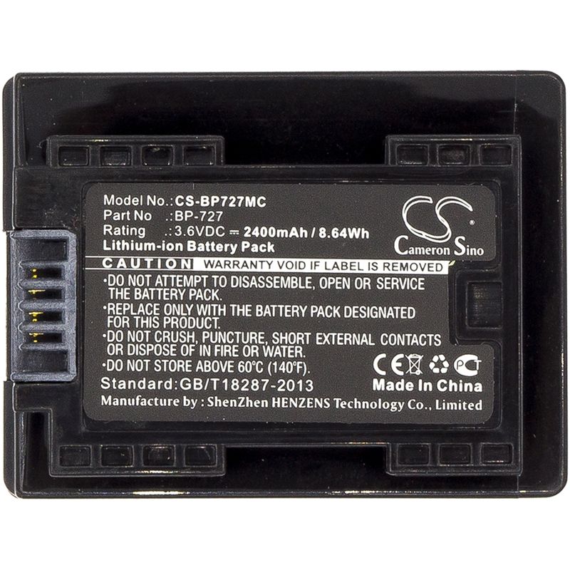 Li-ion Battery Fits Canon, Ixia Hf R306, Legria Hf R36, Legria Hf R37 3.6v, 2400mah Camera Cameron Sino Technology Limited