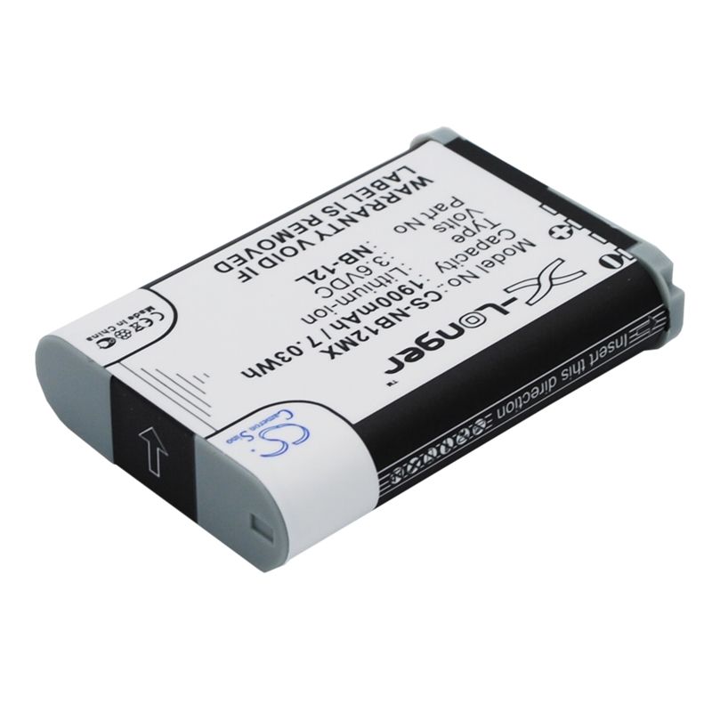 Li-ion Battery fits Canon, Legria Mini X, Powershot G1x Mark ?, Powershot N100 3.6V, 1900mAh Camera Cameron Sino Technology Limited