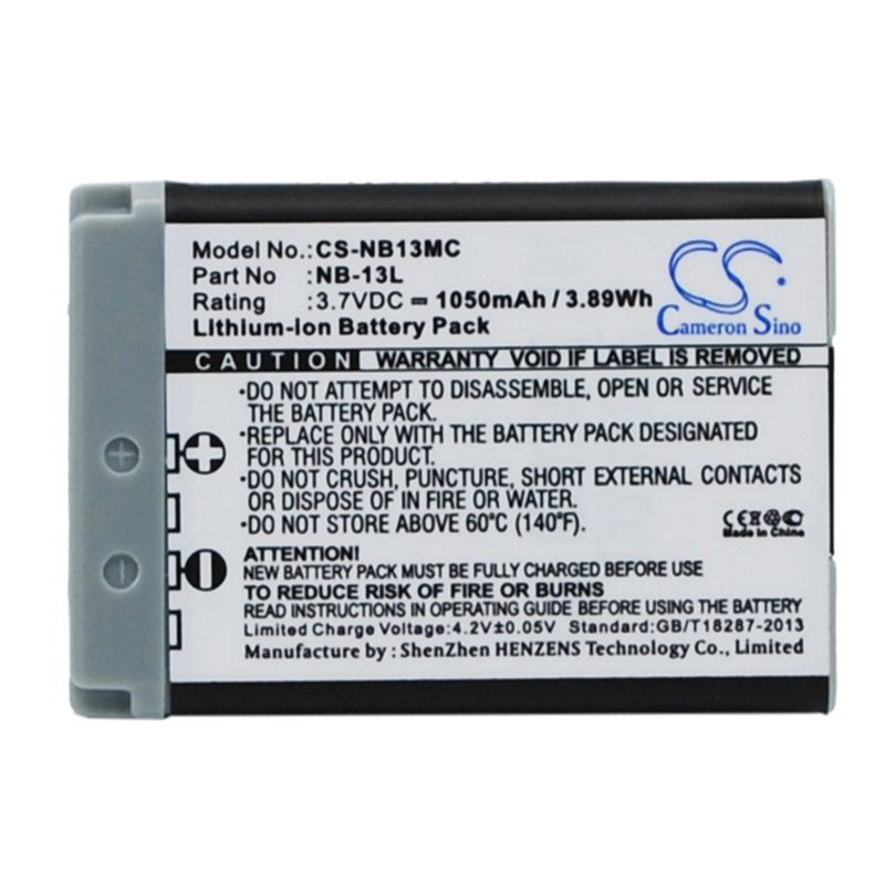 Li-ion Battery Fits Canon, Powershot, Powershot G7x Ii, Powershot G5x 3.7v, 1050mah Camera Cameron Sino Technology Limited