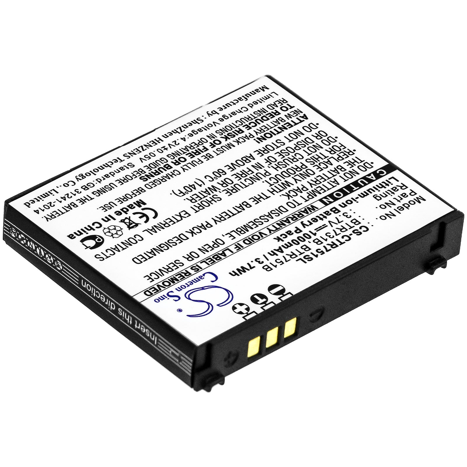 Li-ion Battery fits Casio, C731, C751 3.7V, 1000mAh Mobile & SmartPhone Cameron Sino Technology Limited