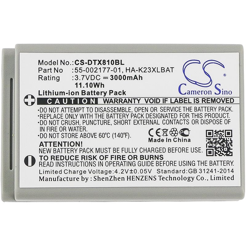 Li-ion Battery fits Casio, Dt-x200, Dt-x200-10e, Dt-x200-20e 3.7V, 3000mAh Barcode Scanner Cameron Sino Technology Limited