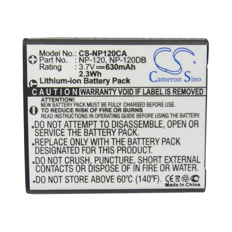 Li-ion Battery fits Casio, Exilim Ex-ex-s200bk, Exilim Ex-s200, Exilim Ex-s200be 3.7V, 630mAh Camera Cameron Sino Technology Limited
