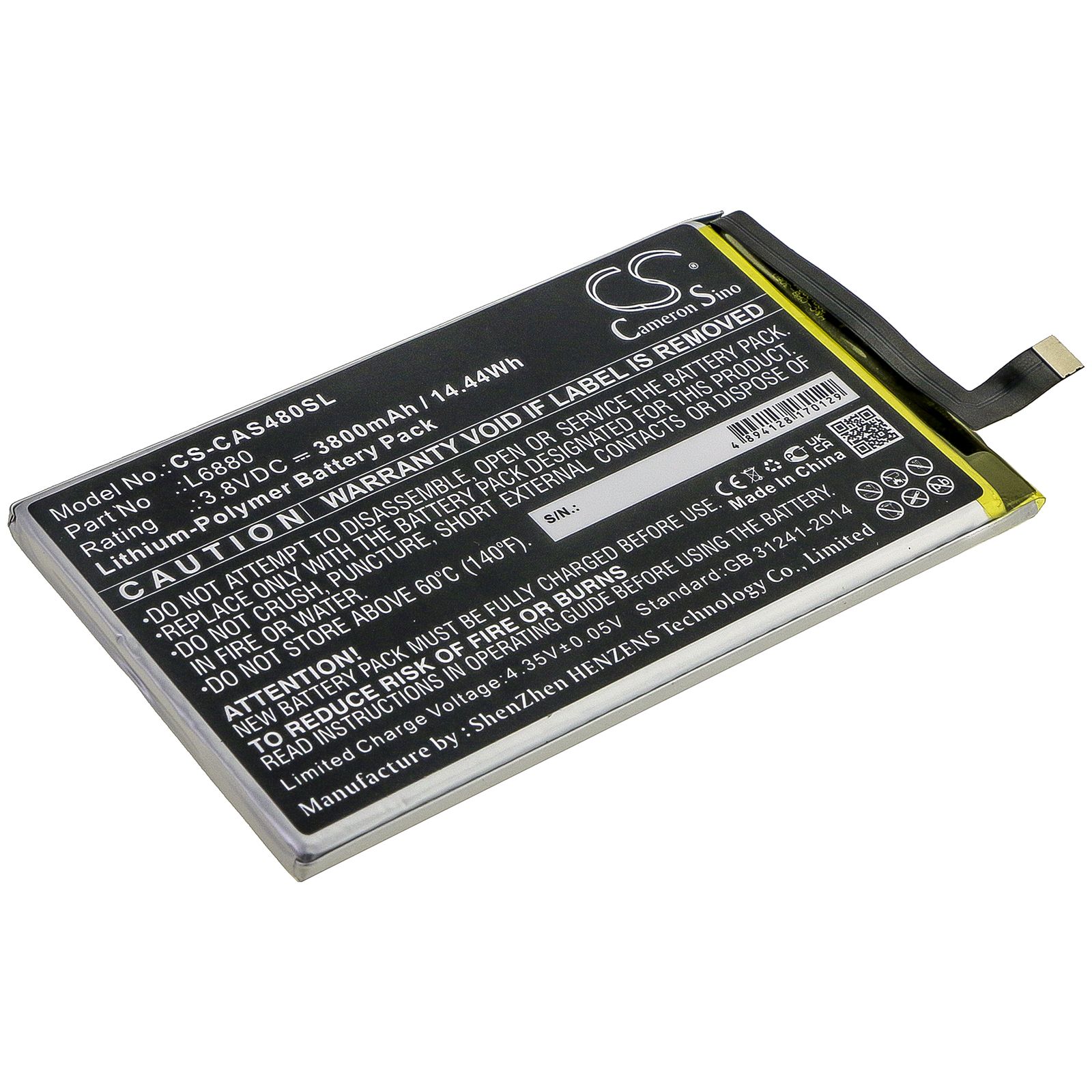 Li-ion Battery fits Caterpillar, Cat S48c 3.8V, 3800mAh Mobile & SmartPhone Cameron Sino Technology Limited