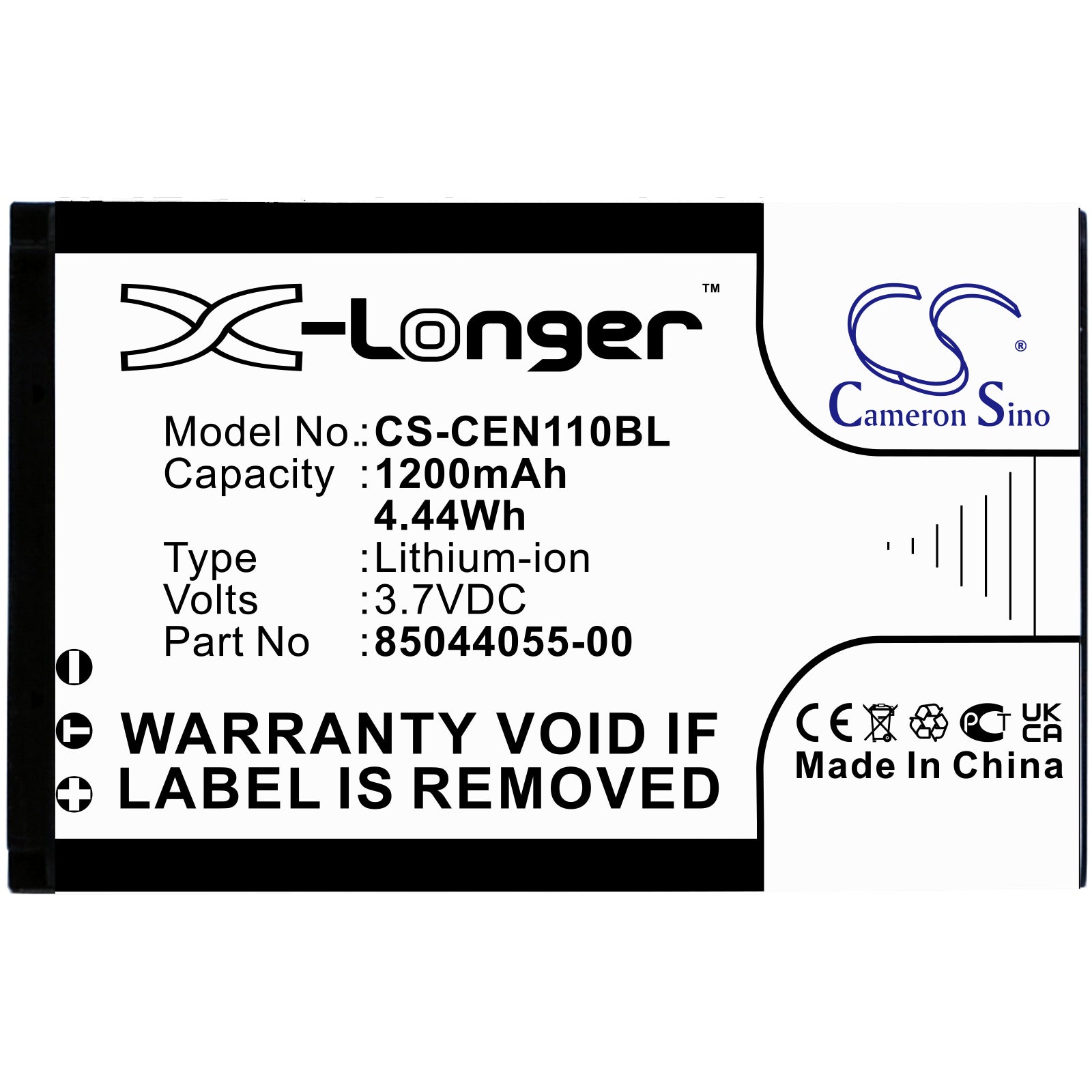 Li-ion Battery fits Cce, 1100 Neo 3.7V, 1200mAh Payment Terminal Cameron Sino Technology Limited