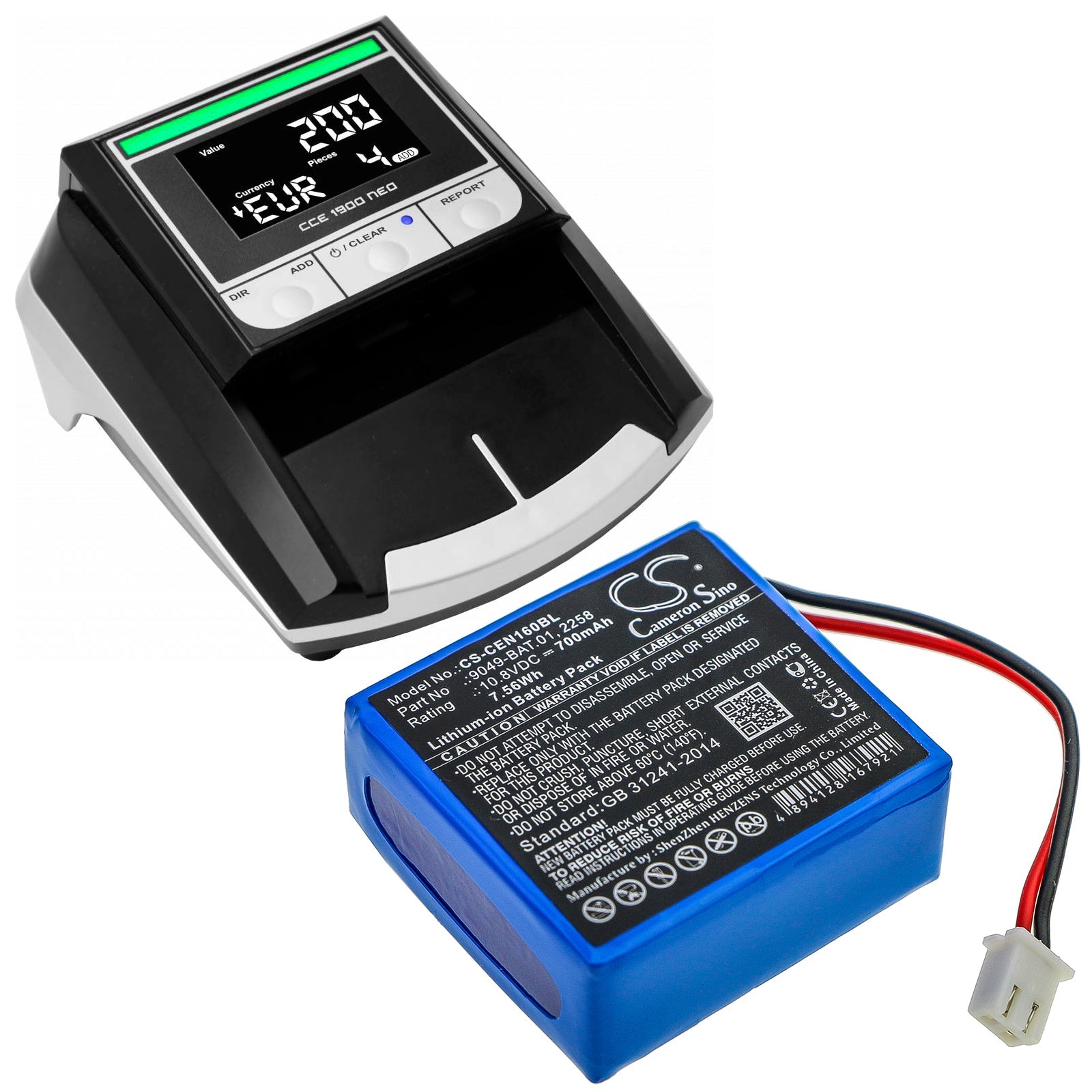 Li-ion Battery fits Cce, 112 Base, 112 Duo, 112 Multi 10.8V, 700mAh Payment Terminal Cameron Sino Technology Limited
