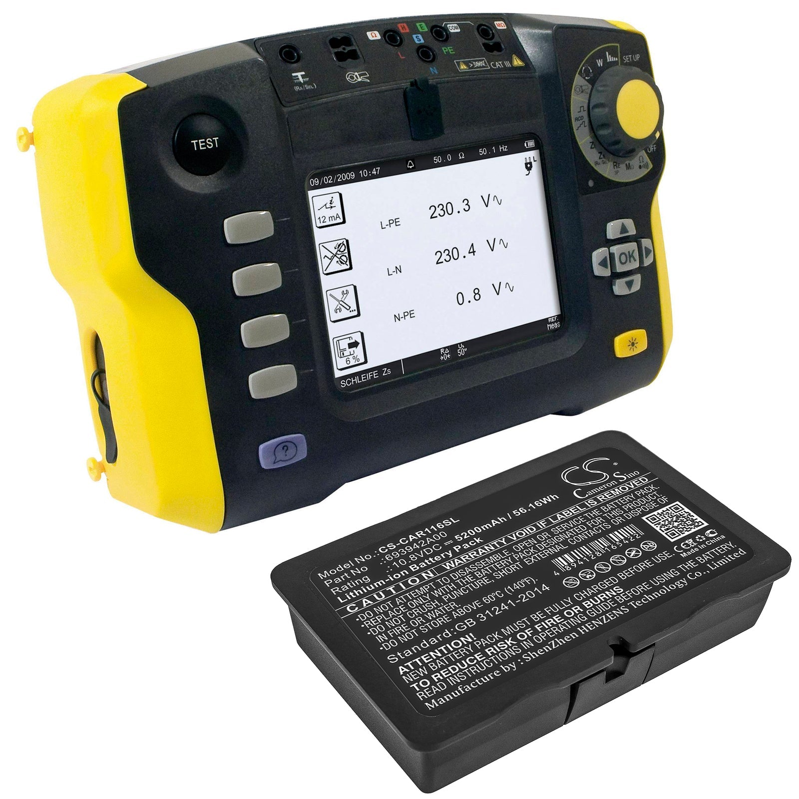 Li-ion Battery fits Chauvin Arnoux, C.a 6116n, C.a 6117 10.8V, 5200mAh Equipment & Survey & Test Cameron Sino Technology Limited