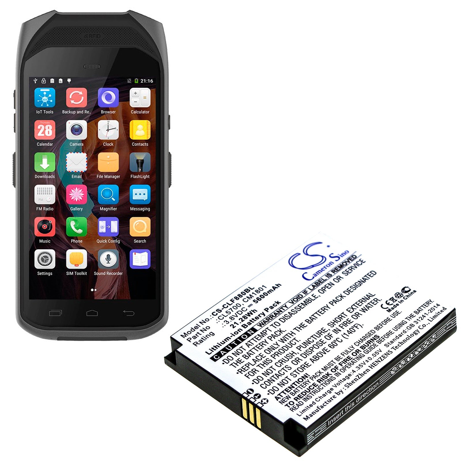 Li-ion Battery fits Cilico, F880, F880p 3.8V, 5600mAh Barcode Scanner Cameron Sino Technology Limited