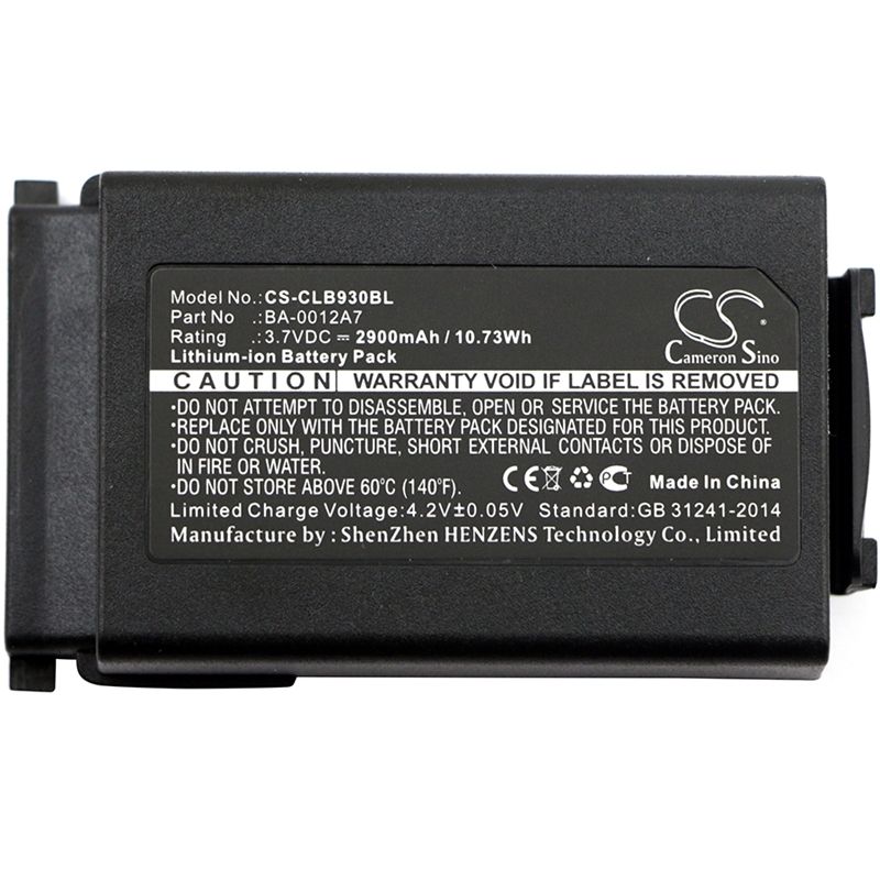 Li-ion Battery fits Cipherlab, 9300, 9400, 9600 3.7V, 2900mAh Barcode Scanner Cameron Sino Technology Limited