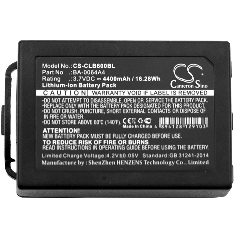 Li-ion Battery Fits Cipherlab, Cp60, Cp60g 3.7v, 4400mah Barcode Scanner Cameron Sino Technology Limited