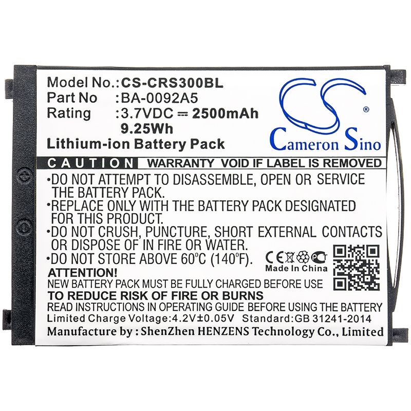 Li-ion Battery fits Cipherlab, Rs30 3.7V, 2500mAh Barcode Scanner Cameron Sino Technology Limited