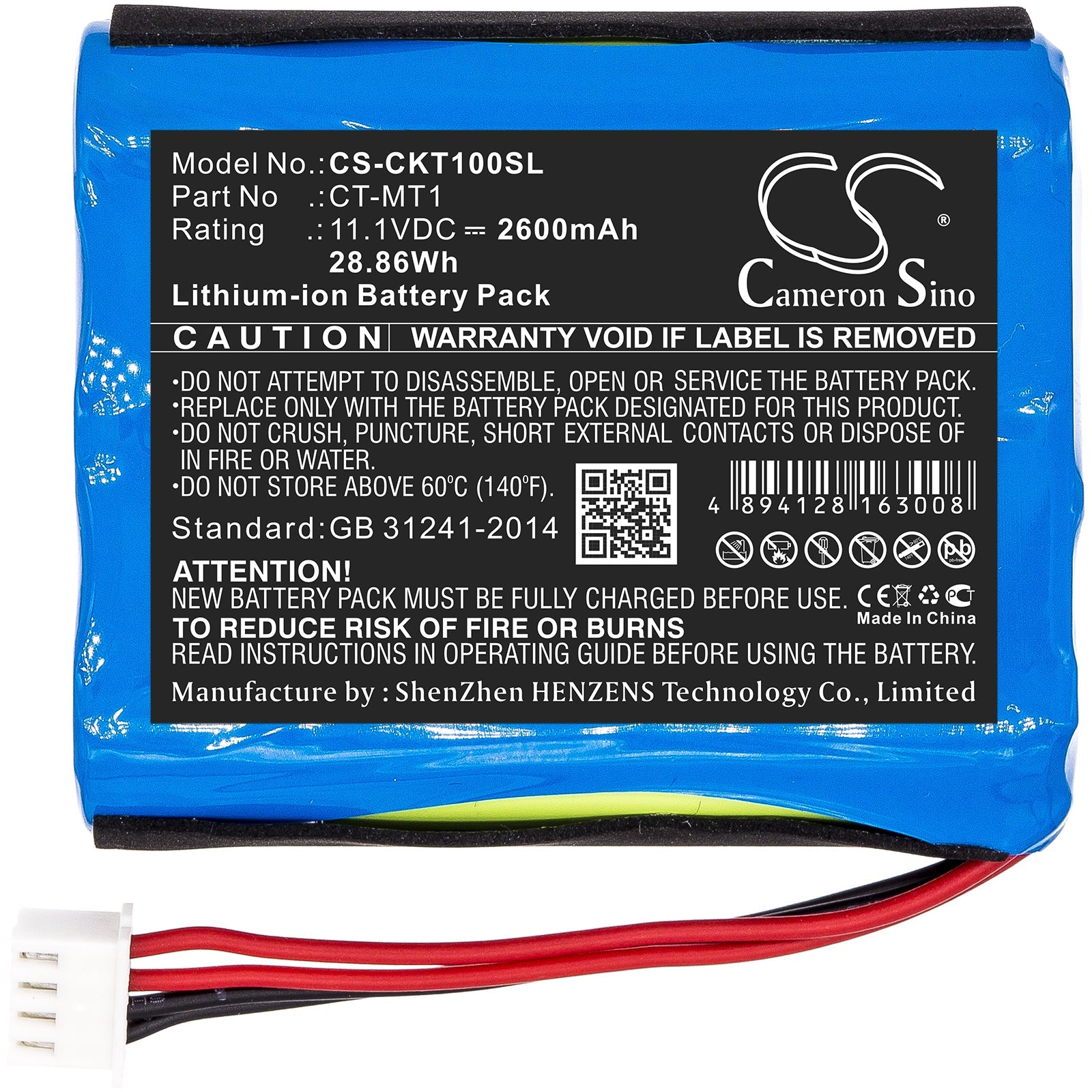Li-ion Battery fits Clarke-tech, Ct Triple, Tecatel 11.1V, 2600mAh Equipment & Survey & Test Cameron Sino Technology Limited