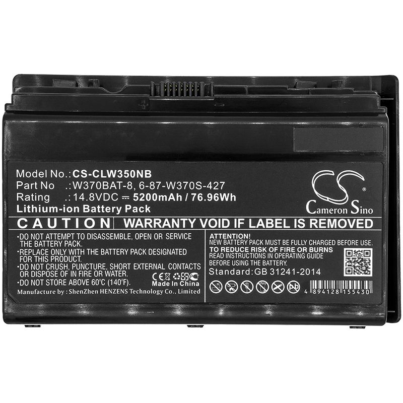 Li-ion Battery fits Clevo, G508ii, K590s 14.8V, 5200mAh Notebook & Laptop Cameron Sino Technology Limited