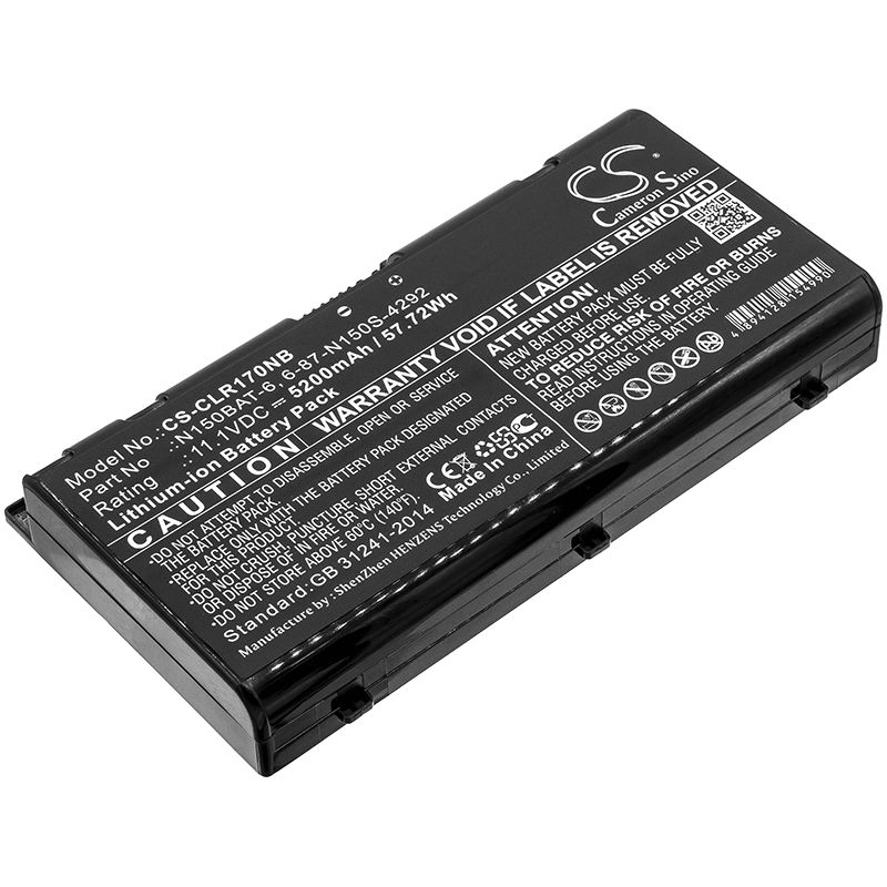 Li-ion Battery fits Clevo, N150rd, N150rd1 11.1V, 5200mAh Notebook & Laptop Cameron Sino Technology Limited