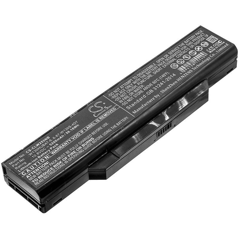 Li-ion Battery fits Clevo, W130ev, W130ew 10.8V, 5200mAh Notebook & Laptop Cameron Sino Technology Limited