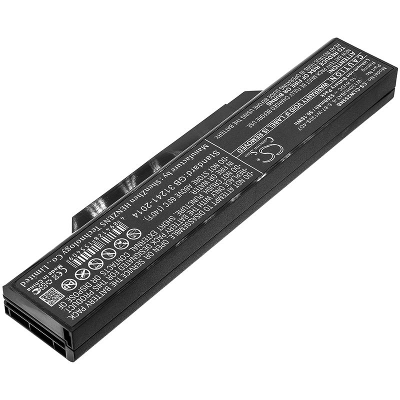 Li-ion Battery fits Clevo, W130ev, W130ew 10.8V, 5200mAh Notebook & Laptop Cameron Sino Technology Limited