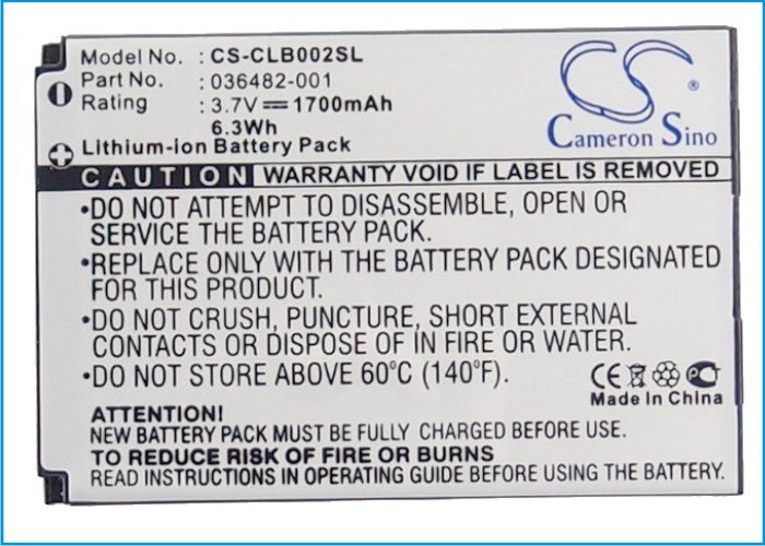 Li-ion Battery fits Columbia, Omni-heat 3.7V, 1700mAh Heated Clothes Cameron Sino Technology Limited