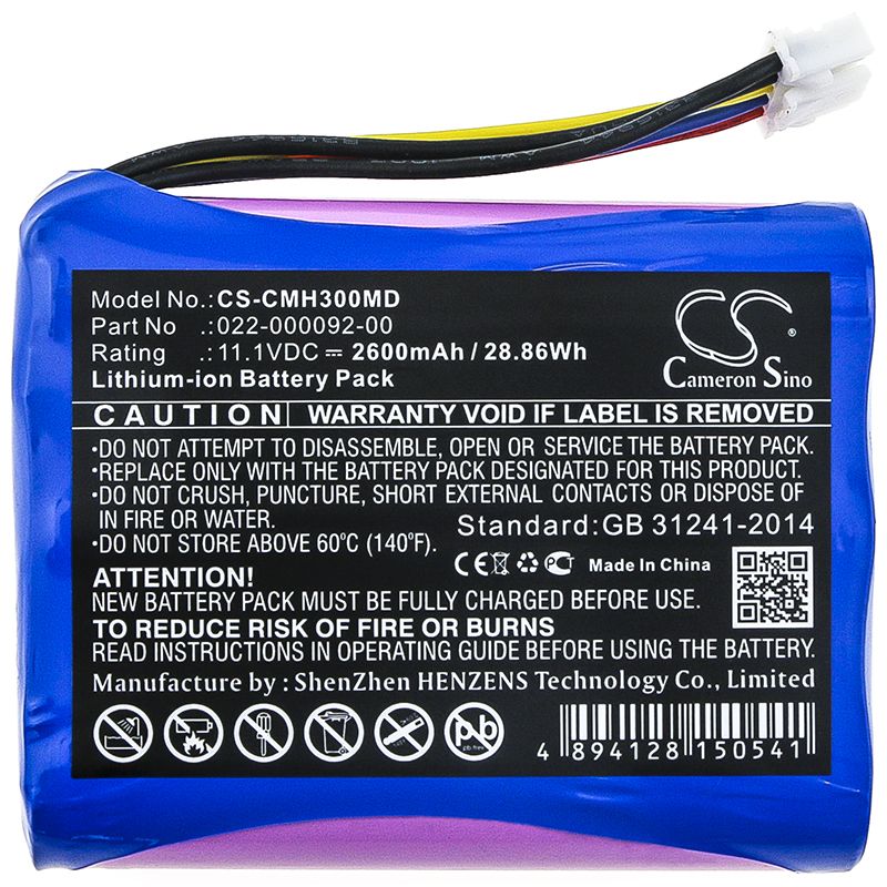 Li-ion Battery fits Comen, H3 11.1V, 2600mAh Medical Cameron Sino Technology Limited