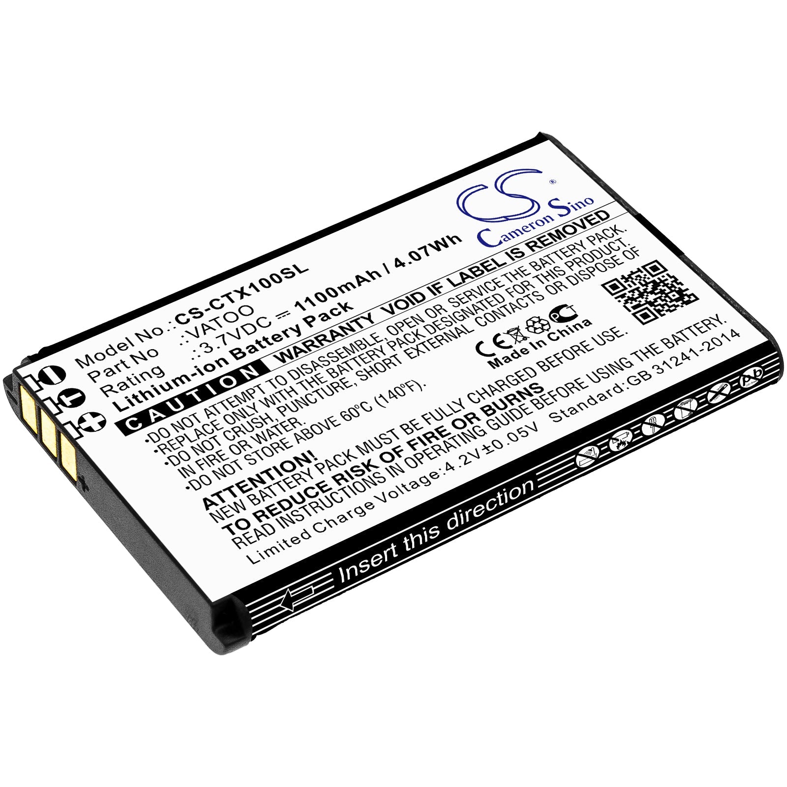 Li-ion Battery fits Contacta, Rf-rx1, Rf-trx 3.7V, 1100mAh Stage Monitor System Cameron Sino Technology Limited