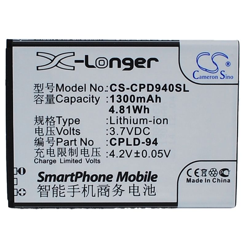 Li-ion Battery fits Coolpad, 5210s,7011, 7019a 3.7V, 1300mAh Communications Cameron Sino Technology Limited (Suspended)