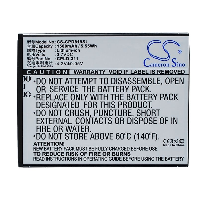 Li-ion Battery fits Coolpad, 7295c, 8198t 3.7V, 1500mAh Mobile & SmartPhone Cameron Sino Technology Limited
