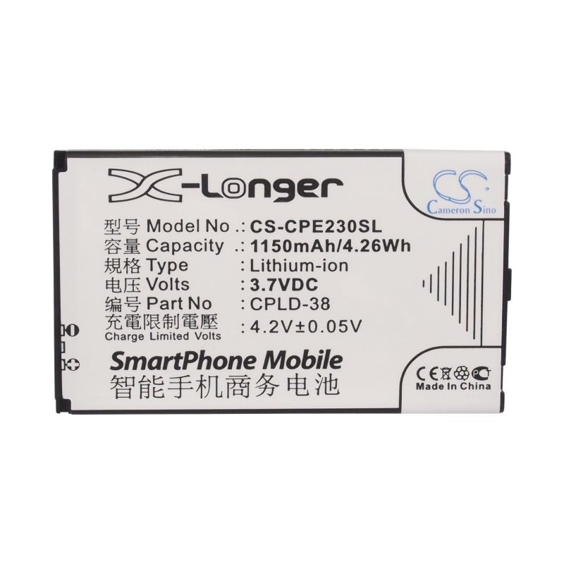 Li-ion Battery fits Coolpad, e230, e506, f603 3.7V, 1150mAh Mobile & SmartPhone Cameron Sino Technology Limited