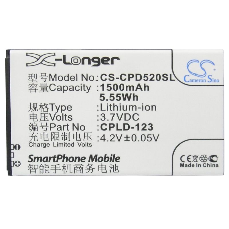 Li-ion Battery fits Coolpad,5200 3.7V, 1500mAh Communications Cameron Sino Technology Limited (Suspended)