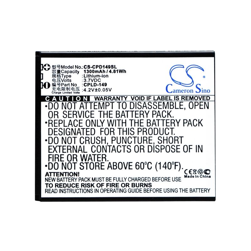 Li-ion Battery fits Coolpad,5261 3.7V, 1300mAh Communications Cameron Sino Technology Limited (Suspended)