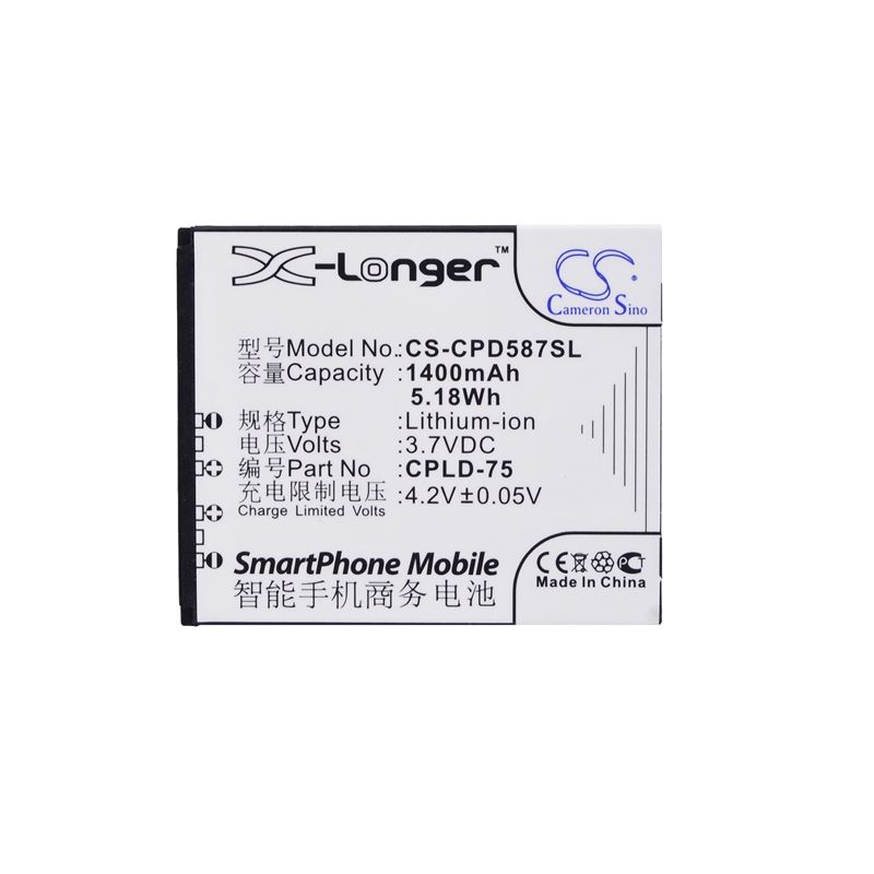 Li-ion Battery fits Coolpad,5870,7260, 7260+ 3.7V, 1400mAh Communications Cameron Sino Technology Limited (Suspended)
