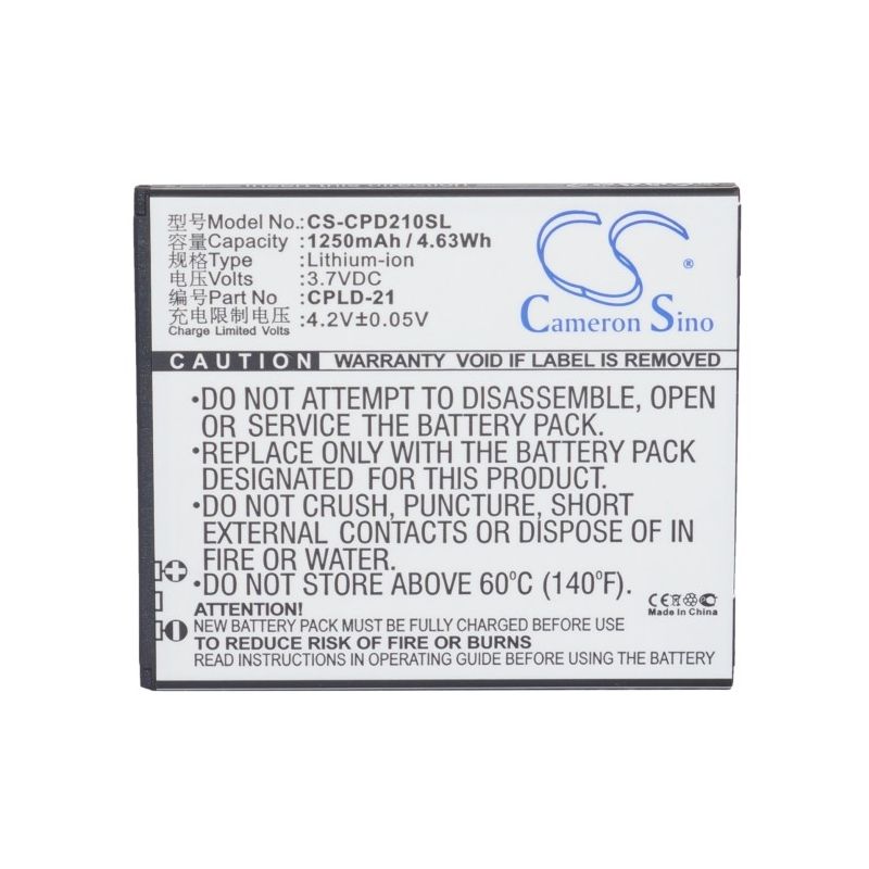 Li-ion Battery fits Coolpad,5876,5890, 7260s 3.7V, 1250mAh Communications Cameron Sino Technology Limited