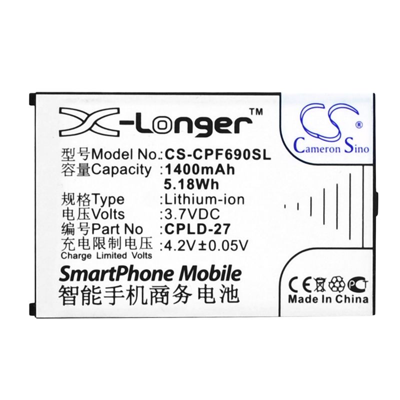 Li-ion Battery fits Coolpad,6168, 6168h, 6168n 3.7V, 1400mAh Mobile & SmartPhone Cameron Sino Technology Limited