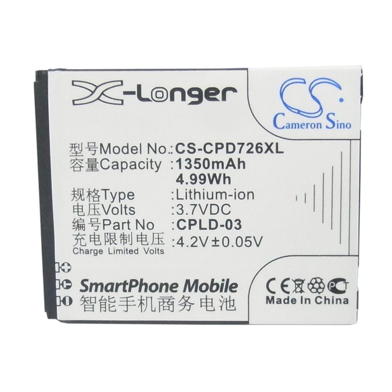 Li-ion Battery fits Coolpad,7266 3.7V, 1350mAh Communications Cameron Sino Technology Limited (Suspended)