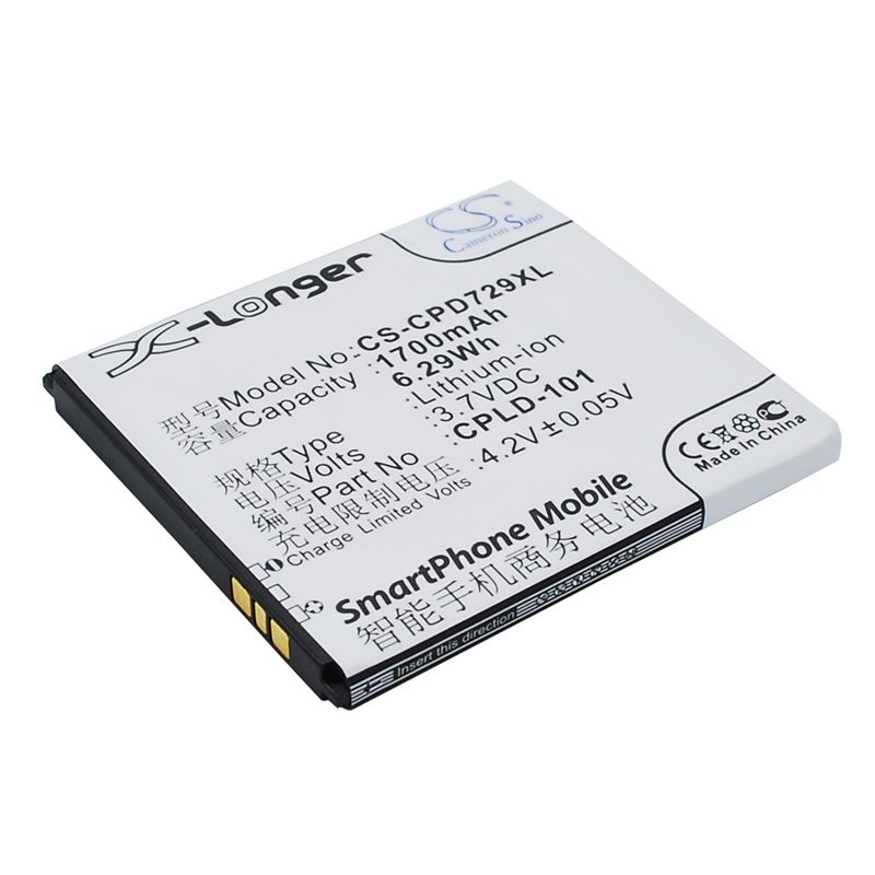 Li-ion Battery fits Coolpad,7290 3.7V, 1700mAh Mobile & SmartPhone Cameron Sino Technology Limited