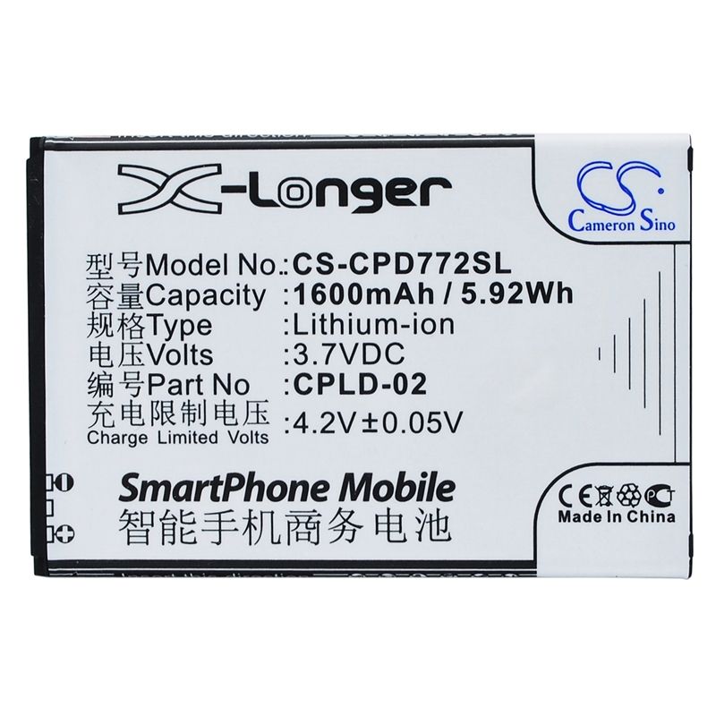 Li-ion Battery fits Coolpad,7728 3.7V, 1600mAh Communications Cameron Sino Technology Limited (Suspended)