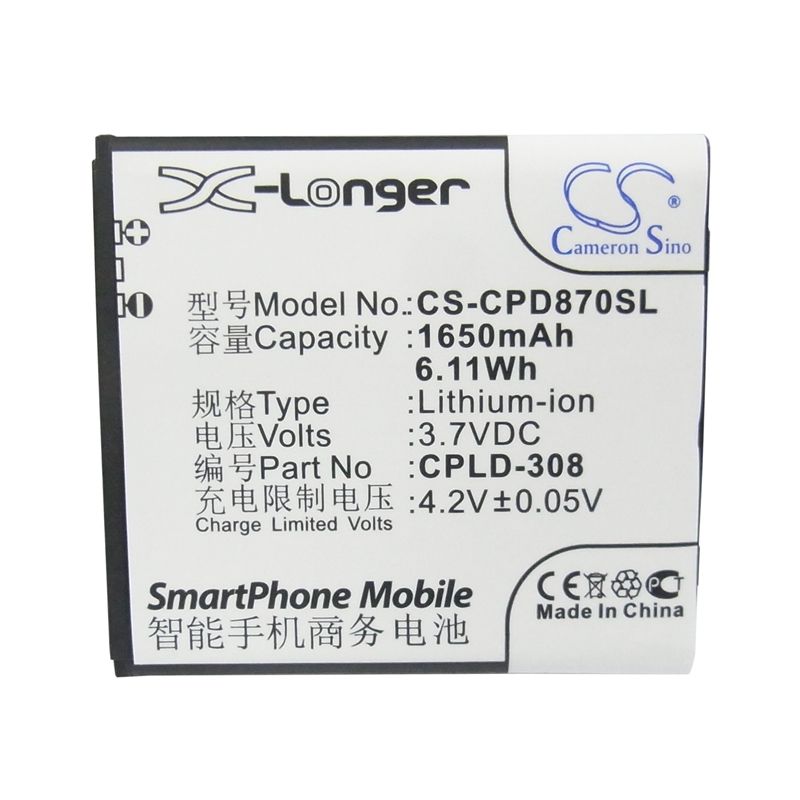 Li-ion Battery fits Coolpad,8085, 8085q,8702 3.7V, 1650mAh Mobile & SmartPhone Cameron Sino Technology Limited