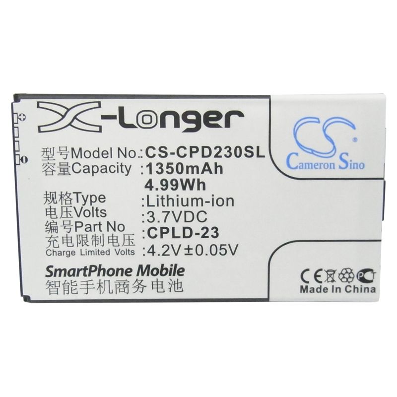 Li-ion Battery fits Coolpad,8688 3.7V, 1350mAh Communications Cameron Sino Technology Limited (Suspended)