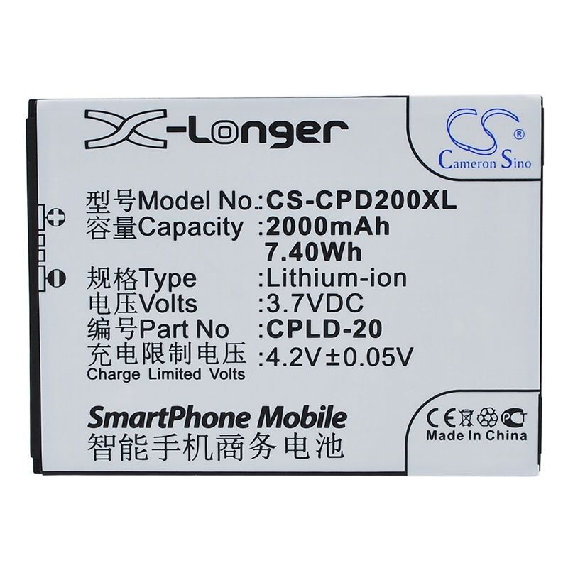 Li-ion Battery fits Coolpad,8730,8736,8920 3.7V, 2000mAh Communications Cameron Sino Technology Limited (Suspended)