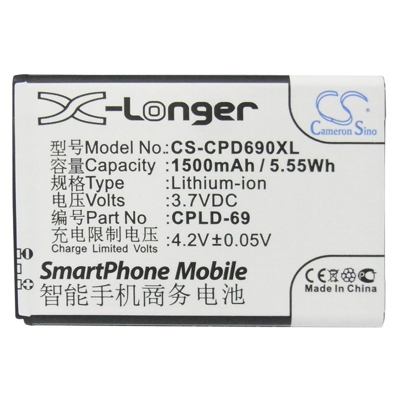 Li-ion Battery fits Coolpad,8809 3.7V, 1500mAh Communications Cameron Sino Technology Limited (Suspended)